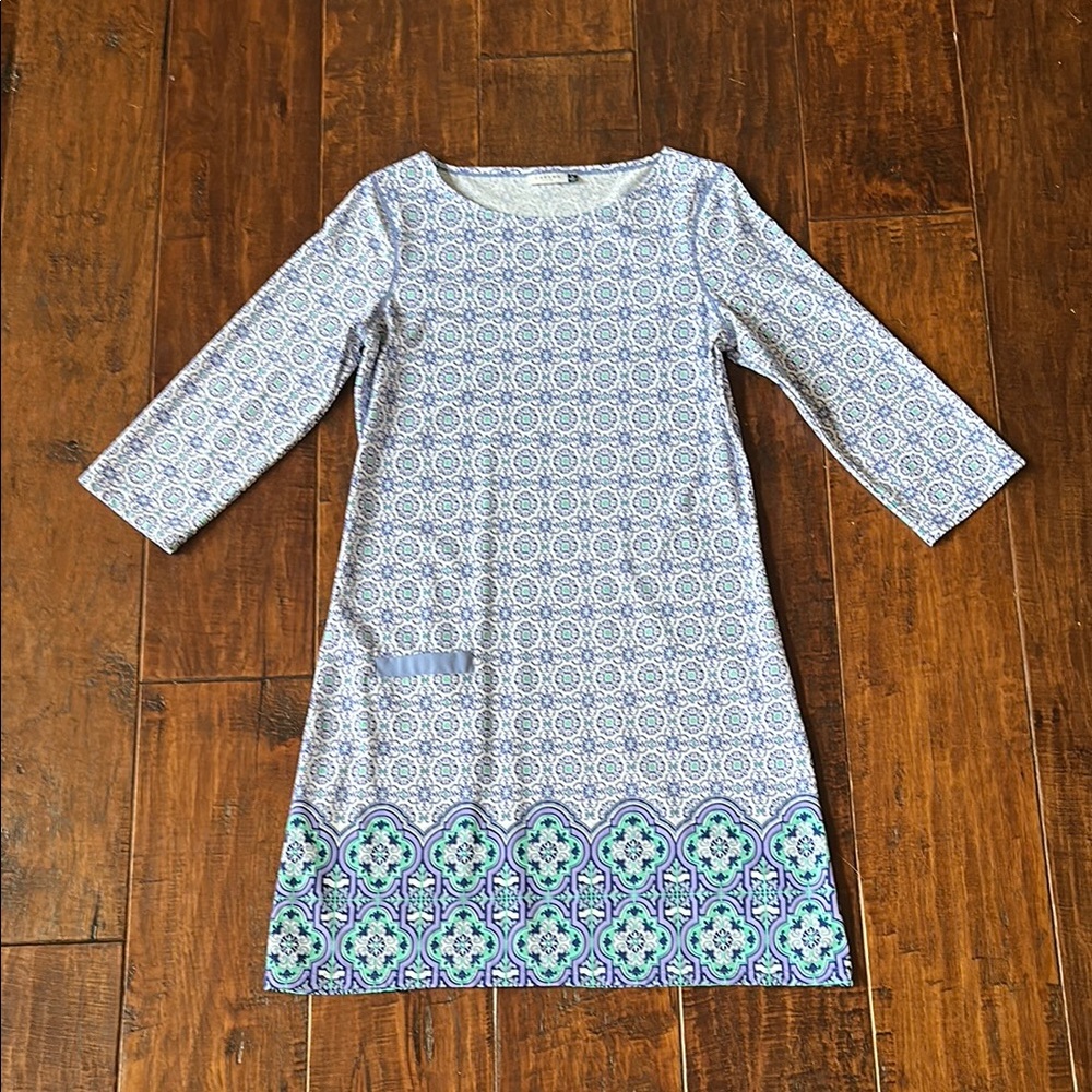 Cabana Life Blue and Green Long Sleeve Dress